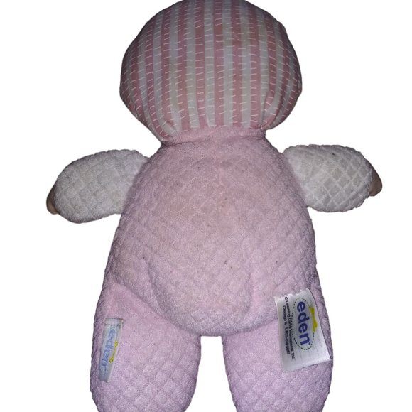 EDEN Stuffed Baby Doll Pink Terrycloth Waffle Pajamas Plush Polka Dot Bow Bonnet - Picture 3 of 11
